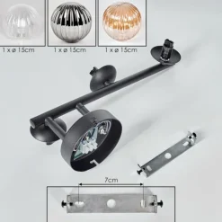 hofstein Chehalis Plafonnier, Boule lumineuse Ambre, Clair, Fumé, 3 lumières