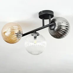 hofstein Chehalis Plafonnier, Boule lumineuse Ambre, Clair, Fumé, 3 lumières