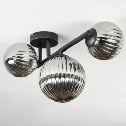 hofstein Chehalis Plafonnier, Boule lumineuse Fumé, 3 lumières