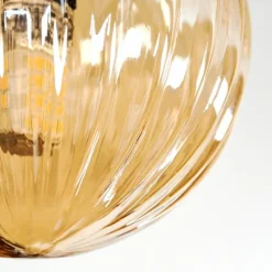 hofstein Chehalis Plafonnier, Boule lumineuse Ambre, 3 lumières