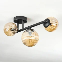 hofstein Chehalis Plafonnier, Boule lumineuse Ambre, 3 lumières