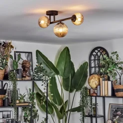 hofstein Chehalis Plafonnier, Boule lumineuse Ambre, 3 lumières