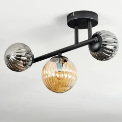 hofstein Chehalis Plafonnier, Boule lumineuse Ambre, Fumé, 3 lumières