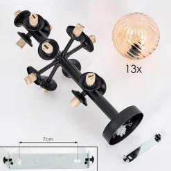 hofstein Chehalis Plafonnier, Boule lumineuse 39 cm LED Ambre, 13 lumières