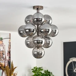 hofstein Chehalis Plafonnier, Boule lumineuse 39 cm LED Fumé, 13 lumières
