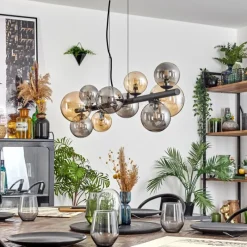 hofstein Chehalis Suspension, Boule lumineuse, Suspension Ambre, Fumé, 10 lumières