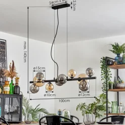 hofstein Chehalis Suspension, Boule lumineuse, Suspension Ambre, Fumé, 10 lumières