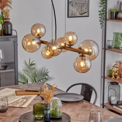 hofstein Chehalis Suspension, Boule lumineuse, Suspension Ambre, 8 lumières