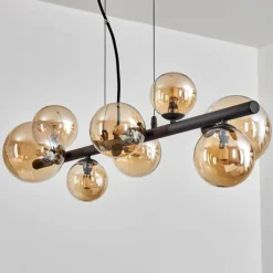 hofstein Chehalis Suspension, Boule lumineuse, Suspension Ambre, 8 lumières