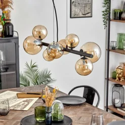 hofstein Chehalis Suspension, Boule lumineuse, Suspension Ambre, 8 lumières