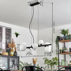 hofstein Chehalis Suspension, Boule lumineuse, Suspension Blanc, 8 lumières