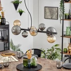 hofstein Chehalis Suspension, Boule lumineuse, Suspension Ambre, Fumé, 8 lumières