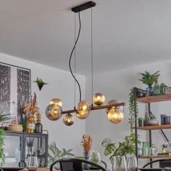 hofstein Chehalis Suspension, Boule lumineuse, Suspension Ambre, Fumé, 8 lumières