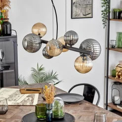 hofstein Chehalis Suspension, Boule lumineuse, Suspension Ambre, Fumé, 8 lumières