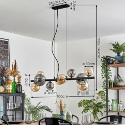 hofstein Chehalis Suspension, Boule lumineuse, Suspension Ambre, Fumé, 10 lumières