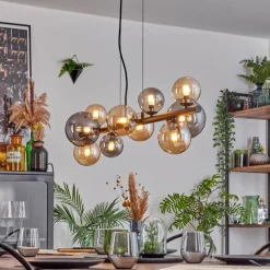 hofstein Chehalis Suspension, Boule lumineuse, Suspension Ambre, Fumé, 10 lumières