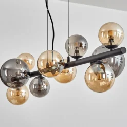 hofstein Chehalis Suspension, Boule lumineuse, Suspension Ambre, Fumé, 10 lumières