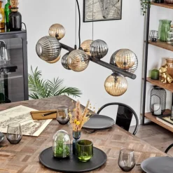 hofstein Chehalis Suspension, Boule lumineuse, Suspension Ambre, Fumé, 10 lumières