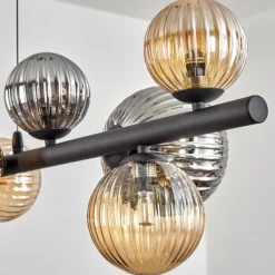 hofstein Chehalis Suspension, Boule lumineuse, Suspension Ambre, Fumé, 10 lumières