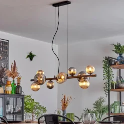 hofstein Chehalis Suspension, Boule lumineuse, Suspension Ambre, Fumé, 10 lumières