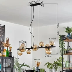 hofstein Chehalis Suspension, Boule lumineuse, Suspension Ambre, 10 lumières