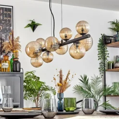 hofstein Chehalis Suspension, Boule lumineuse, Suspension Ambre, 10 lumières