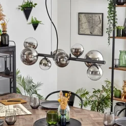 hofstein Chehalis Suspension, Boule lumineuse, Suspension Chrome, Clair, Fumé, 8 lumières