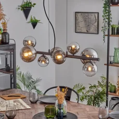 hofstein Chehalis Suspension, Boule lumineuse, Suspension Chrome, Clair, Fumé, 8 lumières