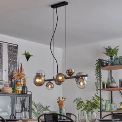 hofstein Chehalis Suspension, Boule lumineuse, Suspension Chrome, Clair, Fumé, 8 lumières