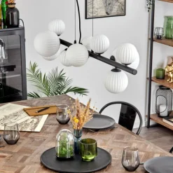 Lampes À Boules-hofstein Chehalis Suspension, Boule lumineuse, Suspension Blanc, 10 lumières