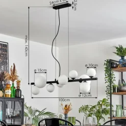Lampes À Boules-hofstein Chehalis Suspension, Boule lumineuse, Suspension Blanc, 10 lumières