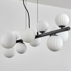 Lampes À Boules-hofstein Chehalis Suspension, Boule lumineuse, Suspension Blanc, 10 lumières