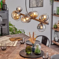 hofstein Chehalis Suspension, Boule lumineuse, Suspension Ambre, Clair, Fumé, 10 lumières