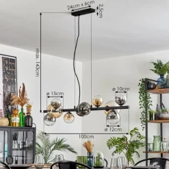 hofstein Chehalis Suspension, Boule lumineuse, Suspension Ambre, Clair, Fumé, 10 lumières