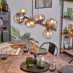 hofstein Chehalis Suspension, Boule lumineuse, Suspension Ambre, Clair, Fumé, 10 lumières