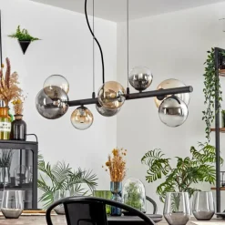 hofstein Chehalis Suspension, Boule lumineuse, Suspension Ambre, Clair, Fumé, 8 lumières