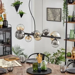 hofstein Chehalis Suspension, Boule lumineuse, Suspension Ambre, Clair, Fumé, 8 lumières