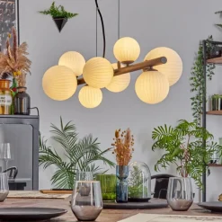 Lampes Vintages & Rétros-hofstein Chehalis Suspension, Boule lumineuse, Suspension Blanc, 8 lumières