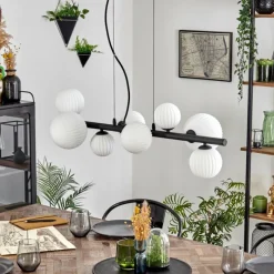 Lampes Vintages & Rétros-hofstein Chehalis Suspension, Boule lumineuse, Suspension Blanc, 8 lumières