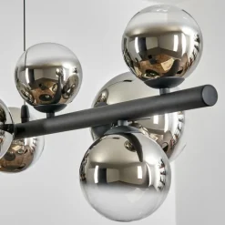 hofstein Chehalis Suspension, Boule lumineuse, Suspension Chrome, Clair, Fumé, 10 lumières