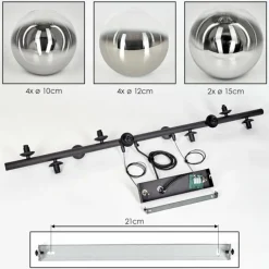 hofstein Chehalis Suspension, Boule lumineuse, Suspension Chrome, Clair, Fumé, 10 lumières