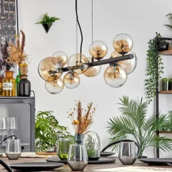 hofstein Chehalis Suspension, Boule lumineuse, Suspension Ambre, Clair, 10 lumières