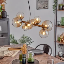 hofstein Chehalis Suspension, Boule lumineuse, Suspension Ambre, Clair, 8 lumières