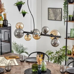 hofstein Chehalis Suspension, Boule lumineuse, Suspension Ambre, Fumé, 8 lumières