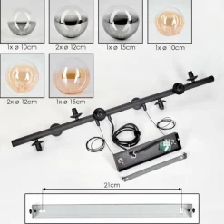 Suspension Verre Fumé-hofstein Chehalis Suspension, Boule lumineuse, Suspension Ambre, Clair, Fumé, 8 lumières