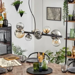 Suspension Verre Fumé-hofstein Chehalis Suspension, Boule lumineuse, Suspension Ambre, Clair, Fumé, 8 lumières