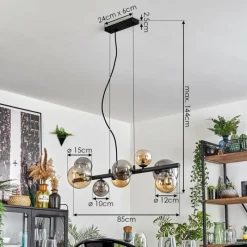 hofstein Chehalis Suspension, Boule lumineuse, Suspension Ambre, Fumé, 8 lumières