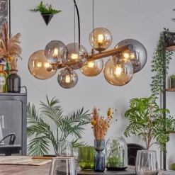 hofstein Chehalis Suspension, Boule lumineuse, Suspension Ambre, Fumé, 8 lumières