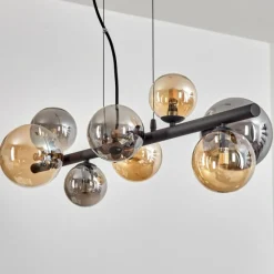hofstein Chehalis Suspension, Boule lumineuse, Suspension Ambre, Fumé, 8 lumières