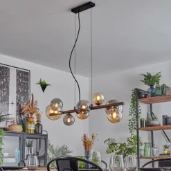 hofstein Chehalis Suspension, Boule lumineuse, Suspension Ambre, Fumé, 8 lumières